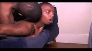 Black gay thug riding a thick black cock without protection